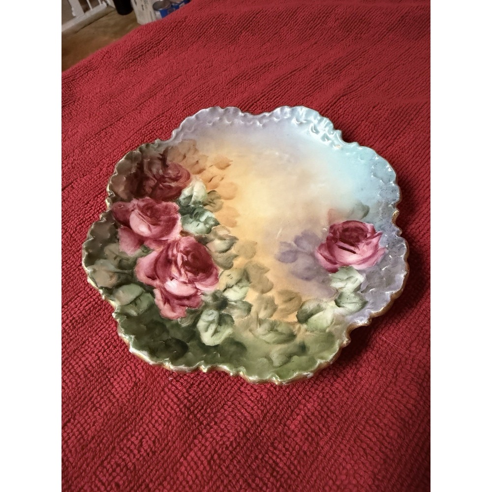 Rosenthal Monbijou R&C Bavaria Antique Rose Scalloped Plate 5.5" Signed